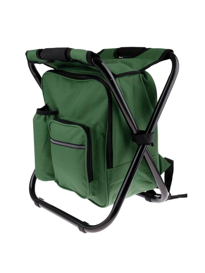Banqueta Banco Dobravel Mochila Cadeira 2 Em 1 Bolsa Termica Pesca Camping Praia Pesqueiro Passeio Verde