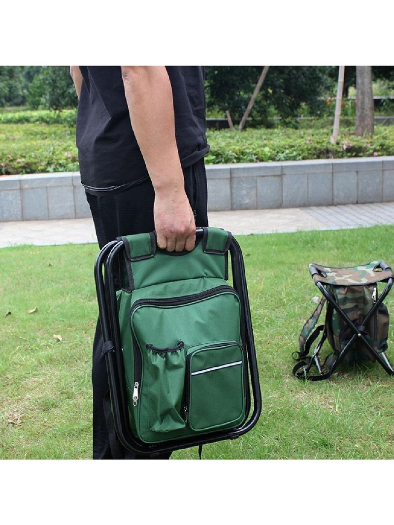 Banqueta Banco Dobravel Mochila Cadeira 2 Em 1 Bolsa Termica Pesca Camping Praia Pesqueiro Passeio Verde