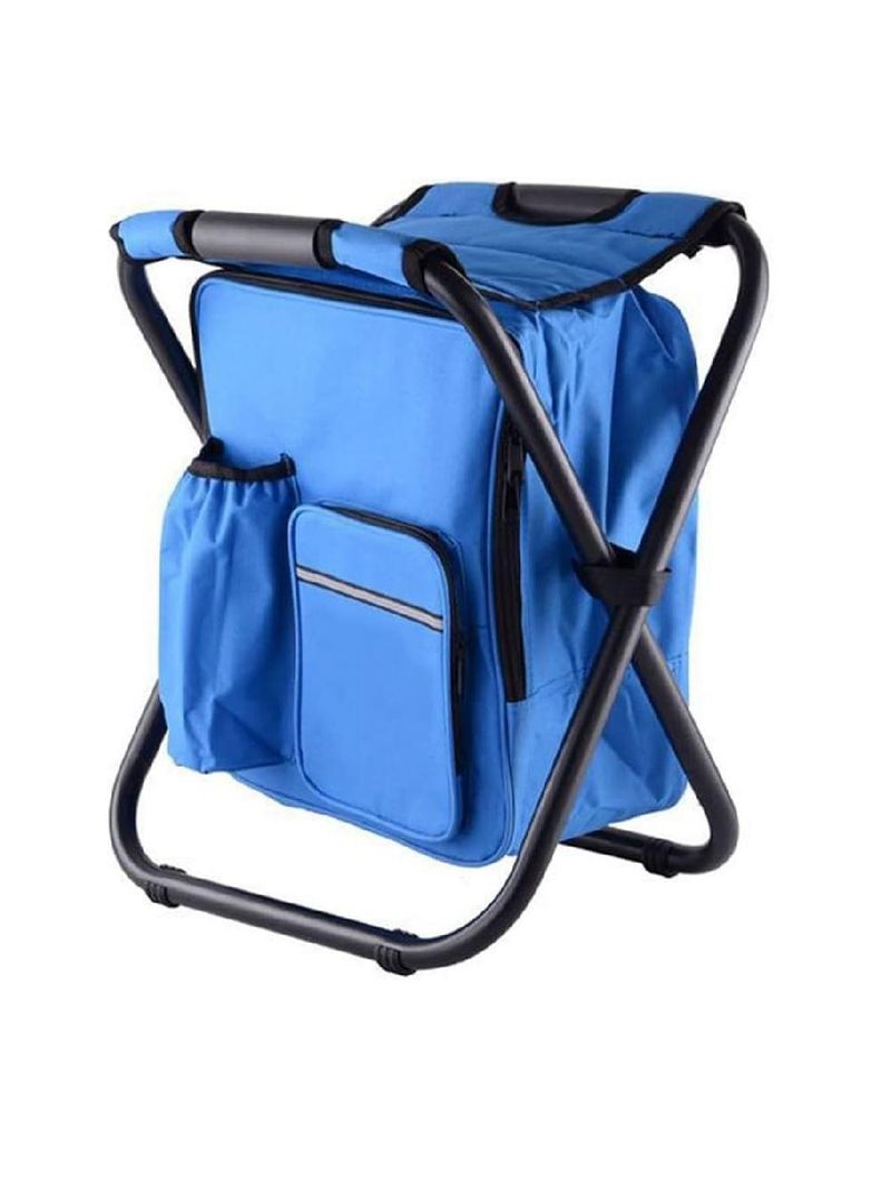 Banqueta Cadeira Mochila Dobravel Bolsa Semi Termica Banqueta Portatil 2 Em 1 Camping Pesca Azul