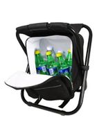 Banqueta Mochila Dobravel Vira Cadeira Bolsa Termica Portatil Multiuso Camping Pesqueiro Pesca 2 E 1 Preto