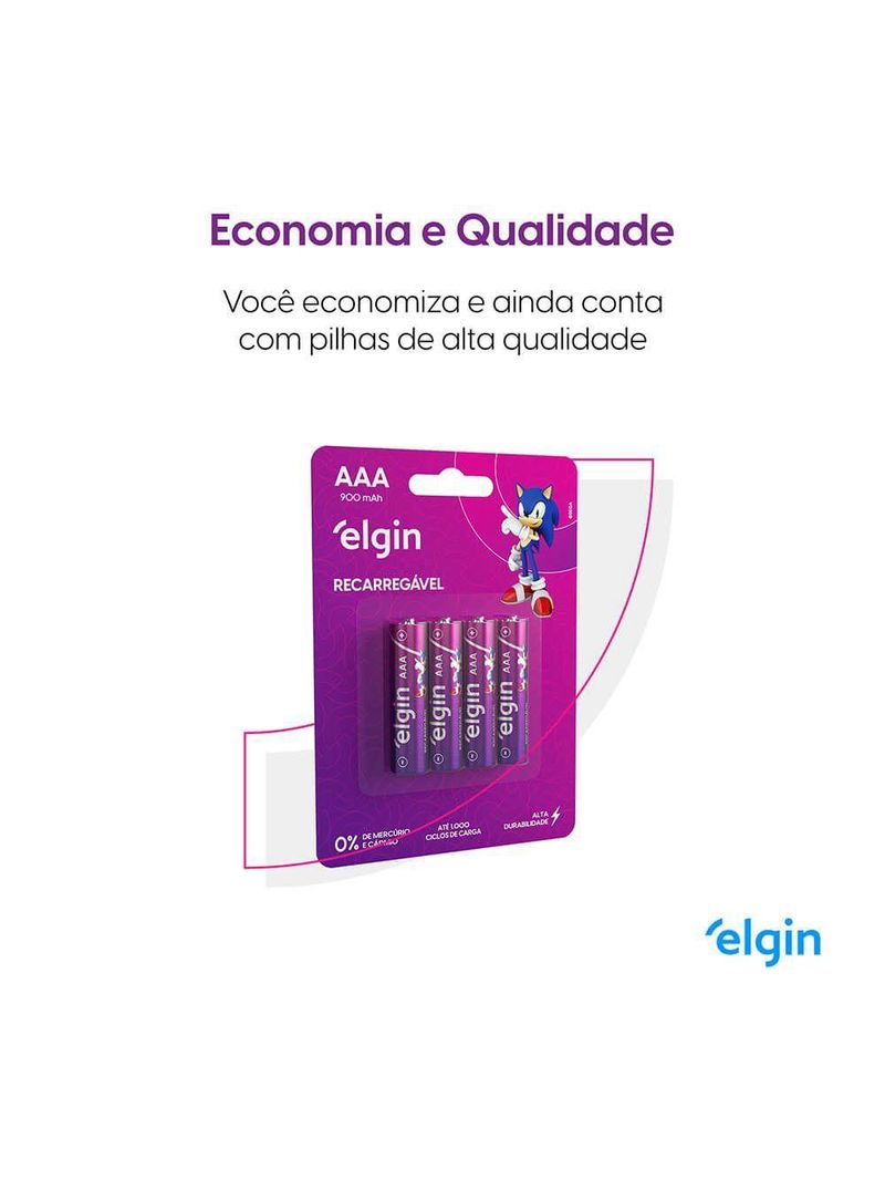 Pilha Recarregável AAA Palito 900mah Blister Com 4 Unidades