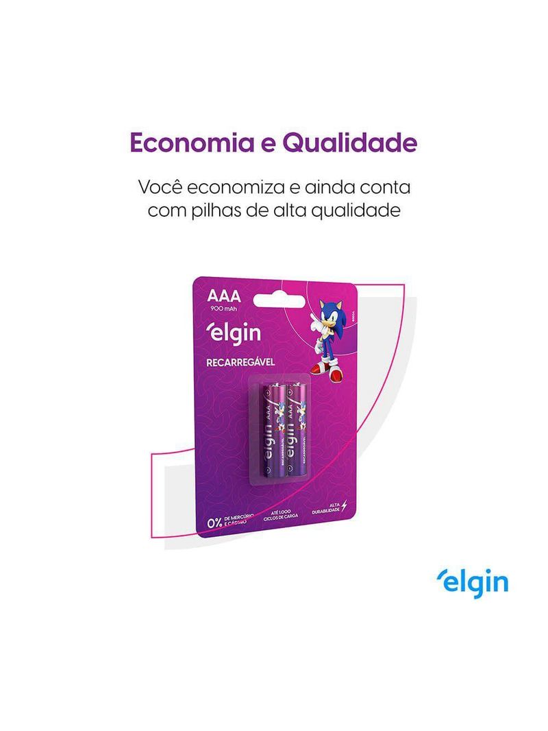 Pilha Recarregável AAA Palito 900mah Blister Com 2 Unidades