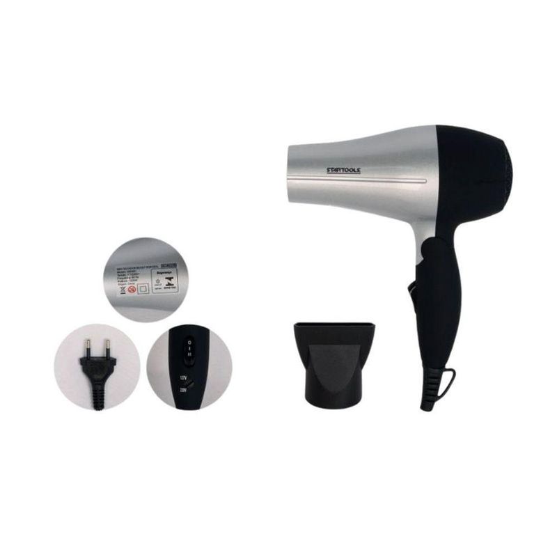 Secador De Cabelo Cinza Manual Profissional 1200w Bivolt