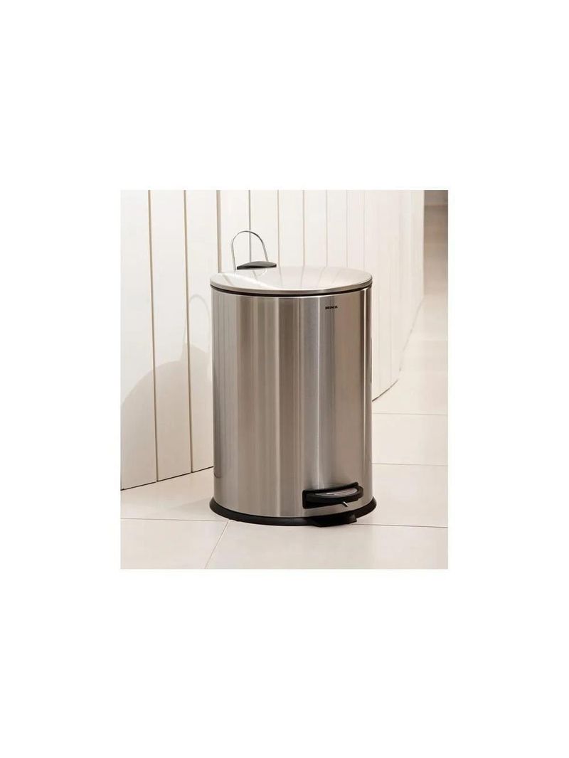 Lixeira inox brinox spin 12l com pedal fechamento suave balde removível