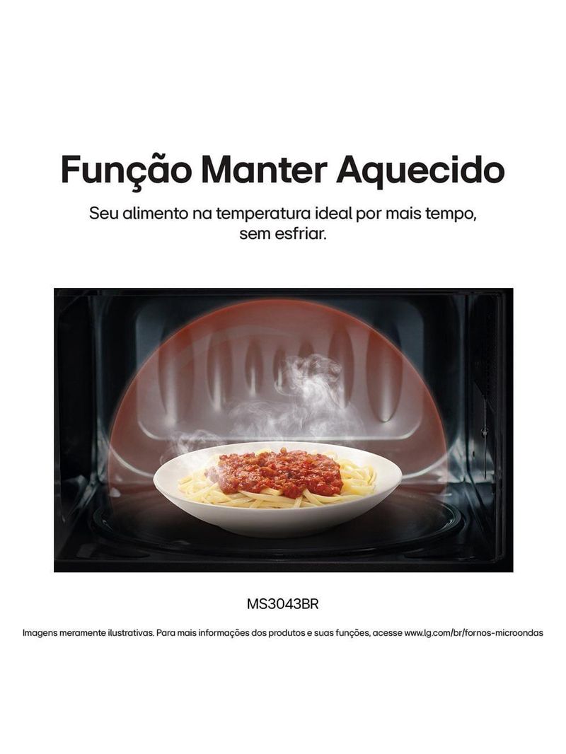 Forno micro-ondas lg ms3043br com função manter aquecido e limpa fácil - prata 220V