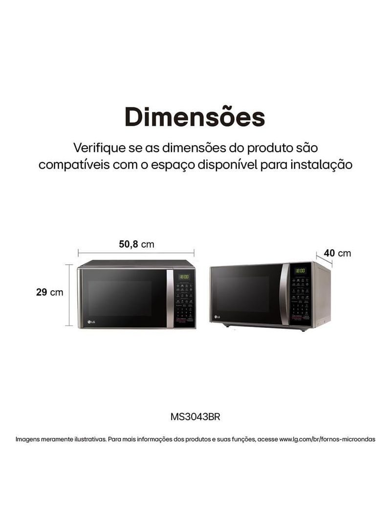 Forno micro-ondas lg ms3043br com função manter aquecido e limpa fácil - prata 220V