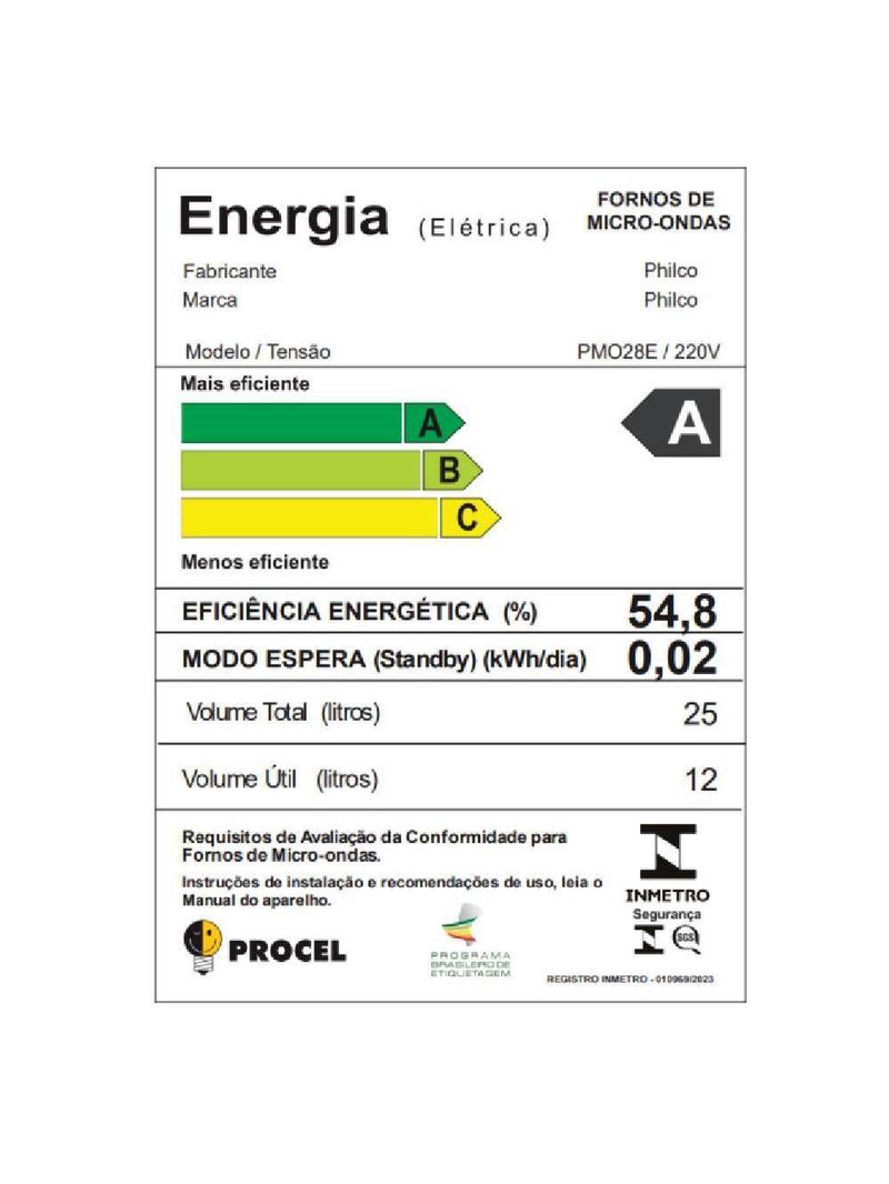 Micro-Ondas Philco Espelhado/Branco 25L 220V PMO28E