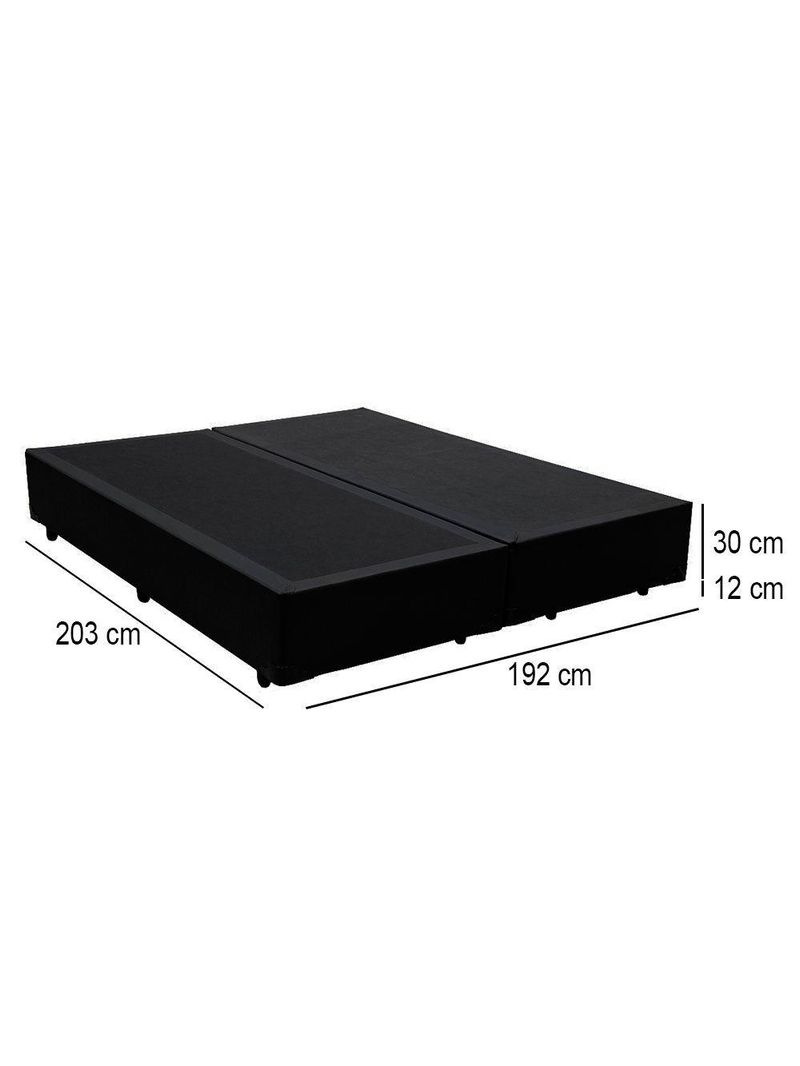 Cama Box King Bipartido Sintético Cama Preto 192x203x42cm