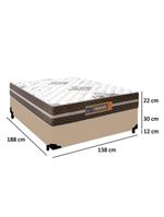 Cama Box Casal Sintético + Colchão Molas Ensacadas Texas Colchões 138cm Bege - Suporta Até 120 Kg Por Pessoa