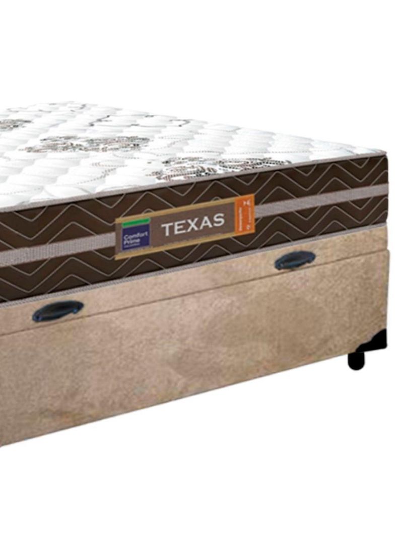 Cama Box Baú Casal Suede Colchão Molas Ensacadas Colchões 138cm Bege Suporta Até 120 Kg Por Pessoa