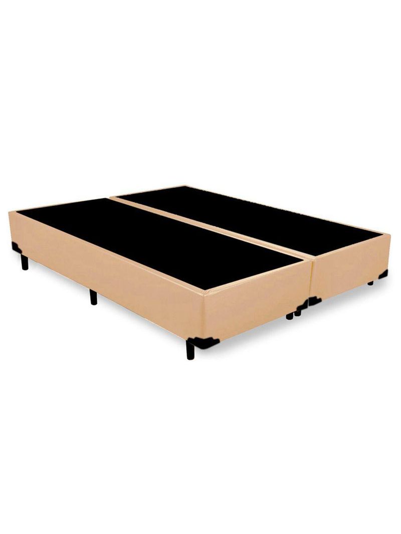 Cama Box Queen Bipartido Sintético Cama Bege 158x198x42cm