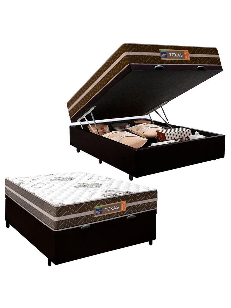 Cama Box Baú Casal Sintético Colchão Molas Ensacadas Colchões 138cm Suporta Até 120 Kg Por Pessoa pr