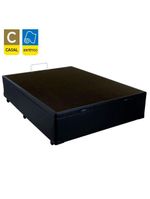 Cama Box Baú Casal Sintético Cama Preto 138x188x45cm
