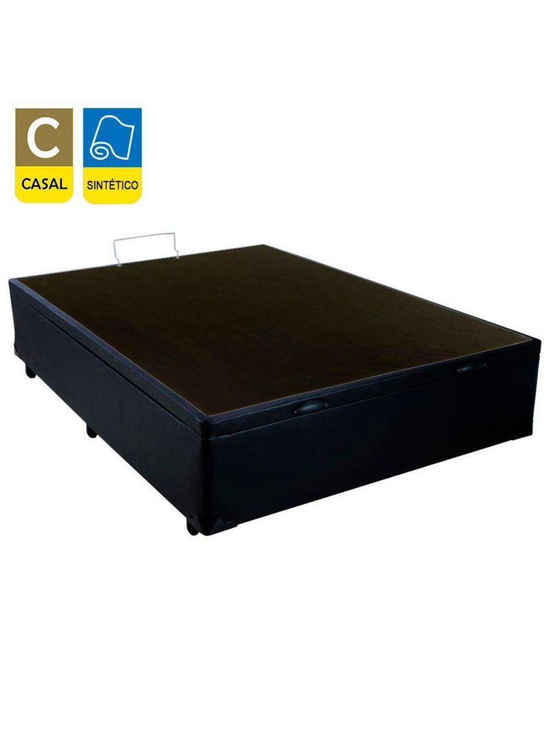 Cama Box Baú Casal Sintético Cama Preto 138x188x45cm