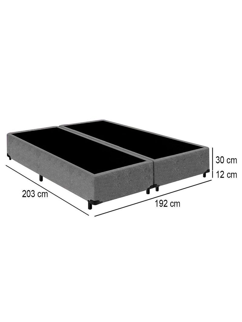 Cama Box King Bipartido Suede Cama Cinza 192x203x42cm