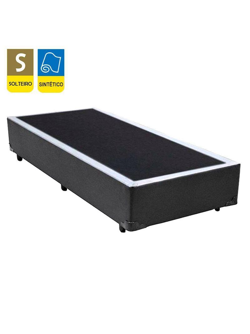 Cama Box Solteiro Sintético Cama Cinza 88x188x42cm