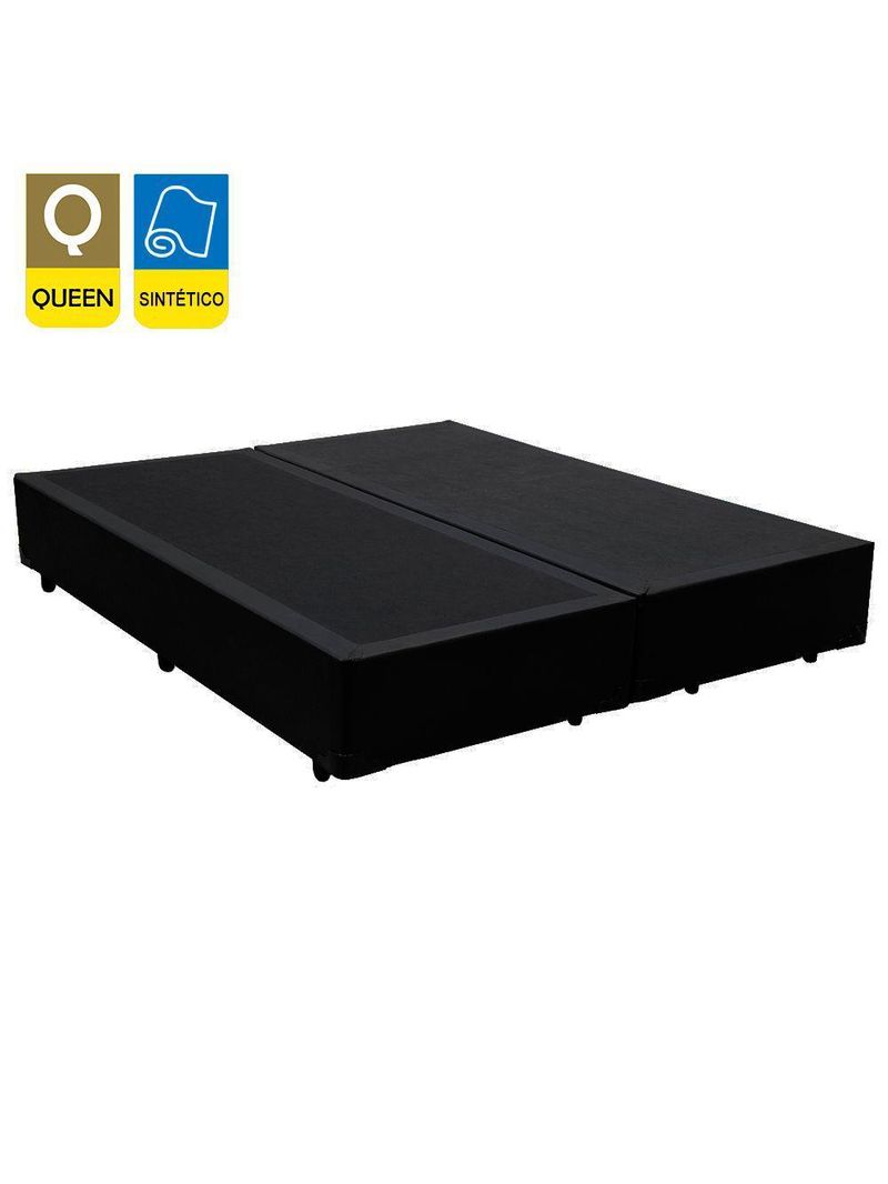 Cama Box Queen Bipartido Sintético Cama Preto 158x198x42cm