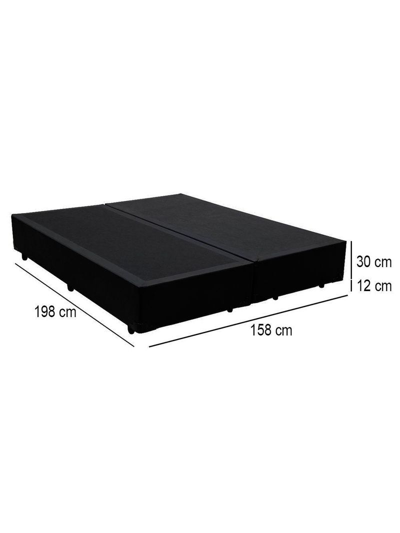 Cama Box Queen Bipartido Sintético Cama Preto 158x198x42cm