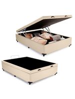 Cama Box Baú Casal Sintético Cama Bege 138x188x45cm
