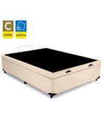 Cama Box Baú Casal Sintético Cama Bege 138x188x45cm