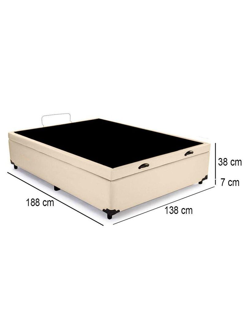 Cama Box Baú Casal Sintético Cama Bege 138x188x45cm