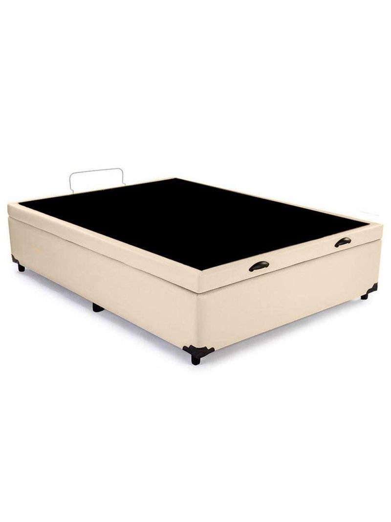 Cama Box Baú Casal Sintético Cama Bege 138x188x45cm