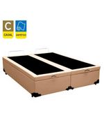 Cama Box Baú Casal Bipartido Sintético Cama Bege 138x188x45cm