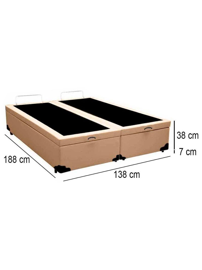 Cama Box Baú Casal Bipartido Sintético Cama Bege 138x188x45cm