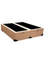 Cama Box Baú Casal Bipartido Sintético Cama Bege 138x188x45cm