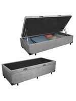 Cama Box Baú Solteiro Suede Cama Cinza 88x188x45cm