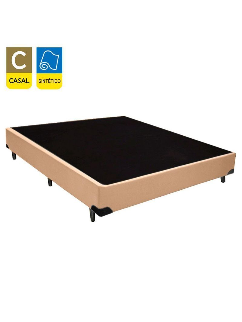 Cama Box Casal Sintético Cama Bege 138x188x42cm