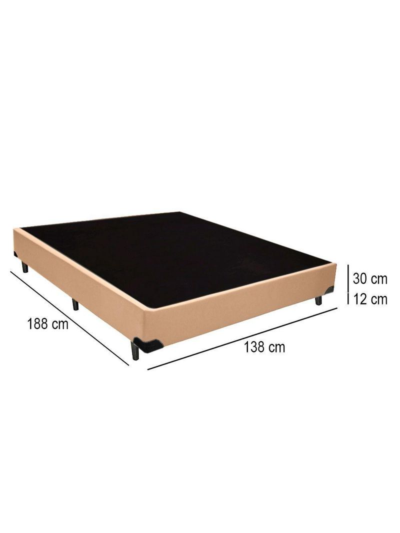 Cama Box Casal Sintético Cama Bege 138x188x42cm