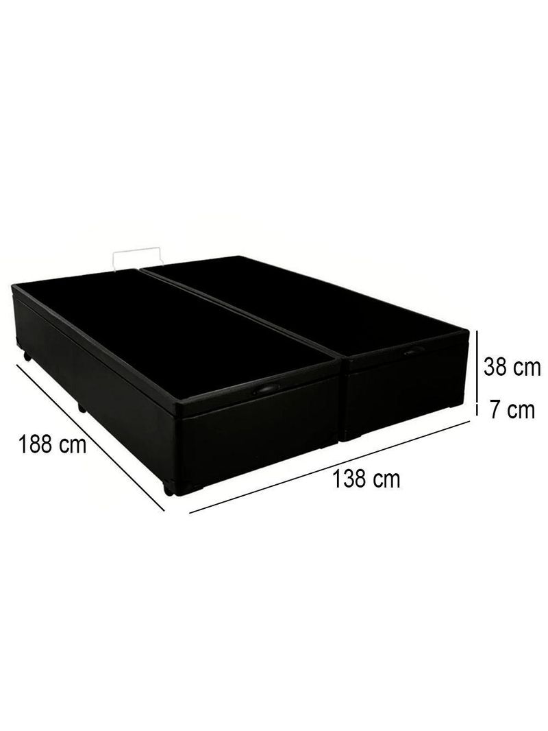 Cama Box Baú Casal Bipartido Sintético Cama Preto 138x188x45cm