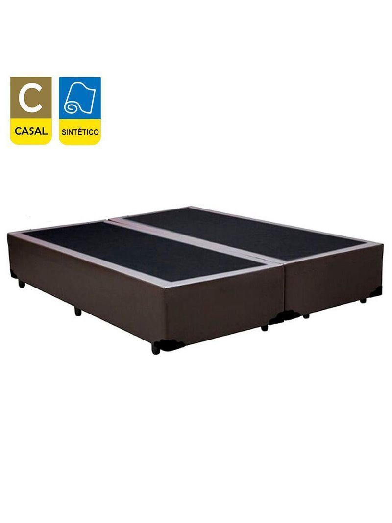 Cama Box Casal Bipartido Sintético Cama Marrom 138x188x42cm