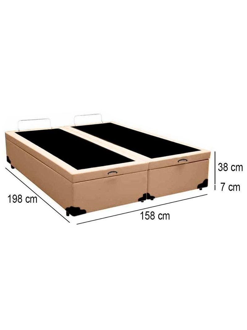 Cama Box Baú Queen Bipartido Sintético Cama Bege 158x198x45cm