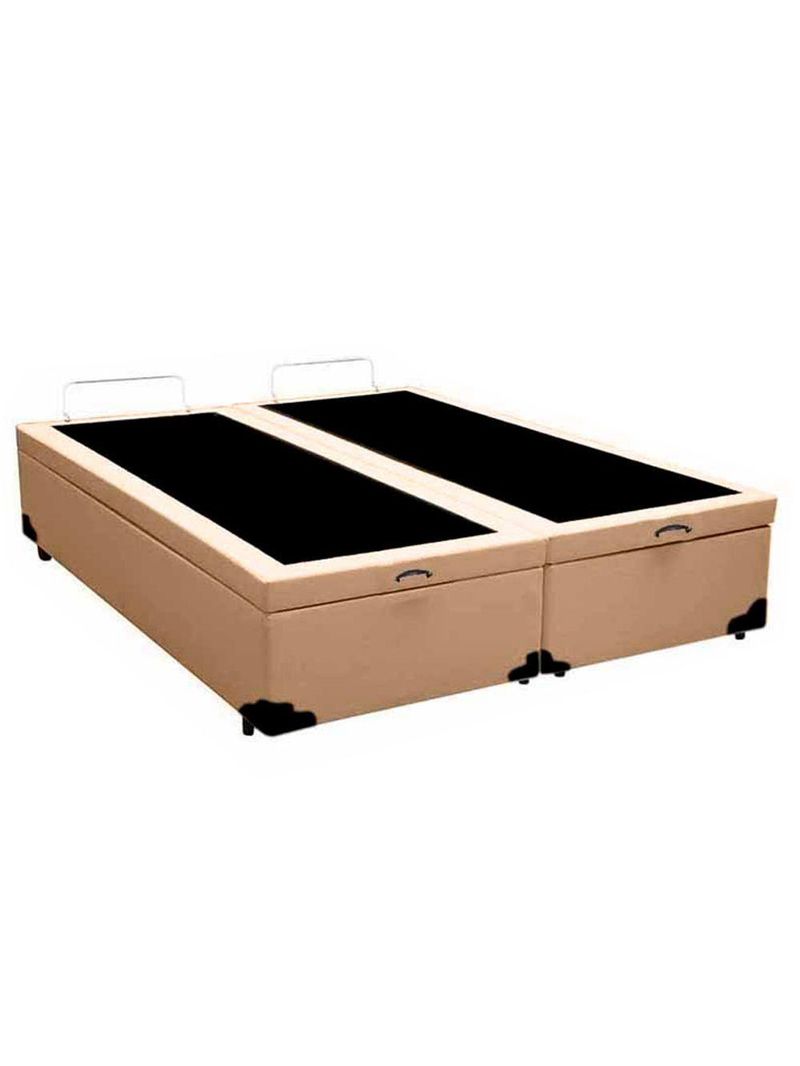 Cama Box Baú Queen Bipartido Sintético Cama Bege 158x198x45cm