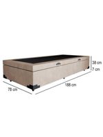 Cama Box Baú Solteiro Suede Cama Bege 88x188x45cm