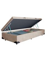 Cama Box Baú Solteiro Suede Cama Bege 88x188x45cm