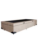 Cama Box Baú Solteiro Suede Cama Bege 88x188x45cm