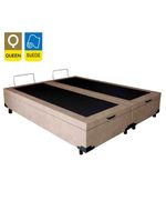 Cama Box Baú Queen Bipartido Suede Cama Bege 158x198x45cm