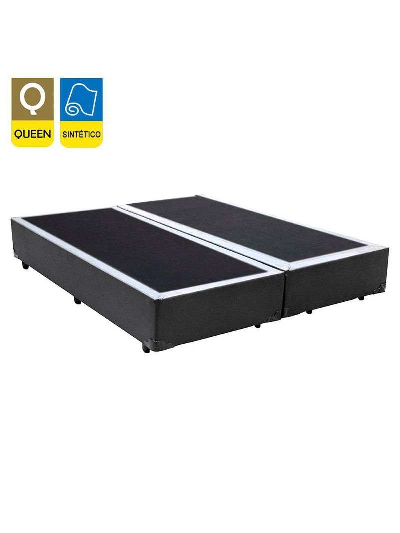 Cama Box Queen Bipartido Sintético Cama Cinza 158x198x42cm