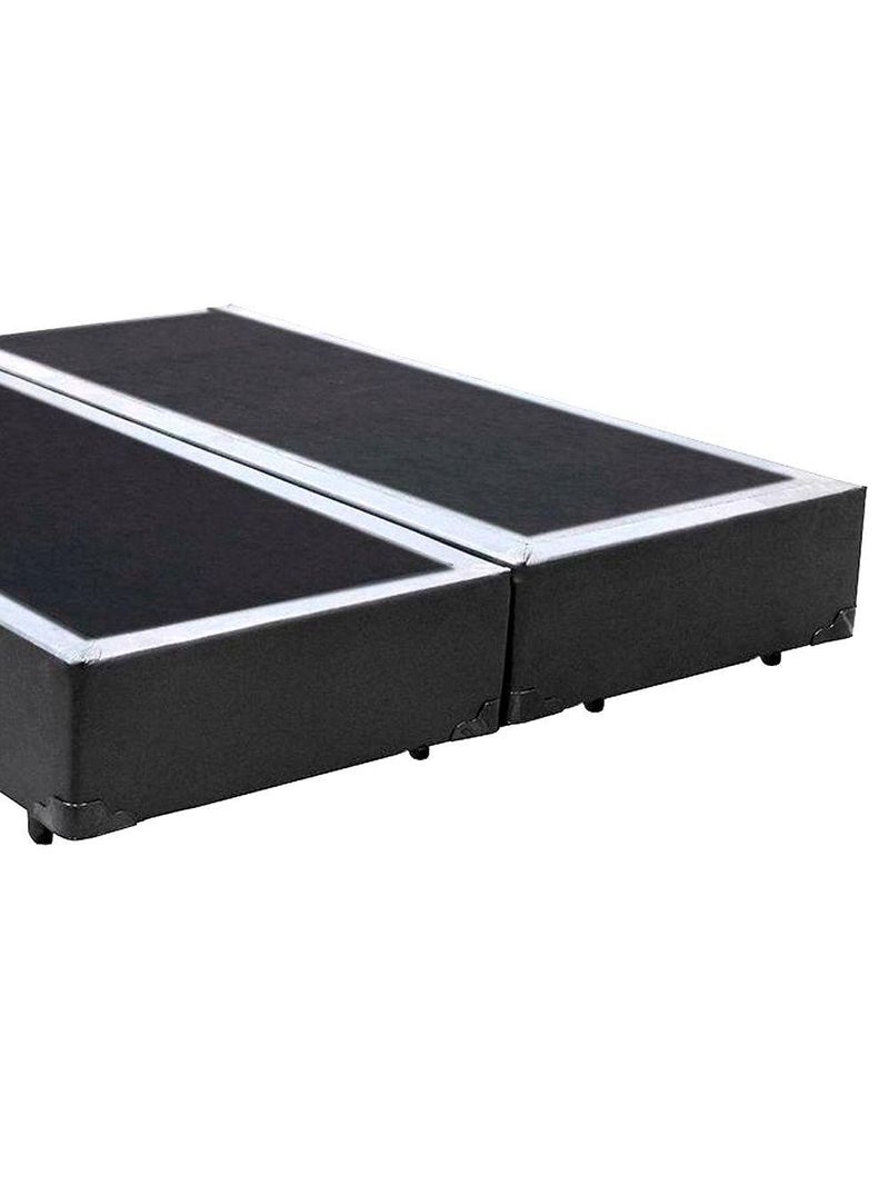Cama Box Queen Bipartido Sintético Cama Cinza 158x198x42cm