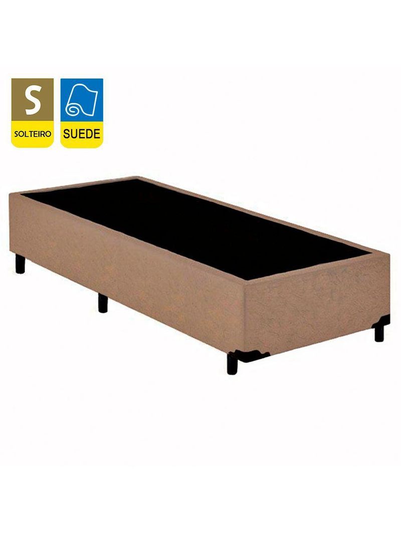 Cama Box Solteiro Suede Cama Bege 88x188x42cm