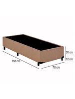 Cama Box Solteiro Suede Cama Bege 88x188x42cm