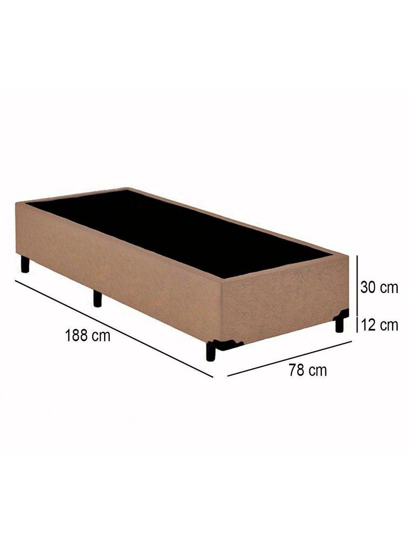 Cama Box Solteiro Suede Cama Bege 88x188x42cm