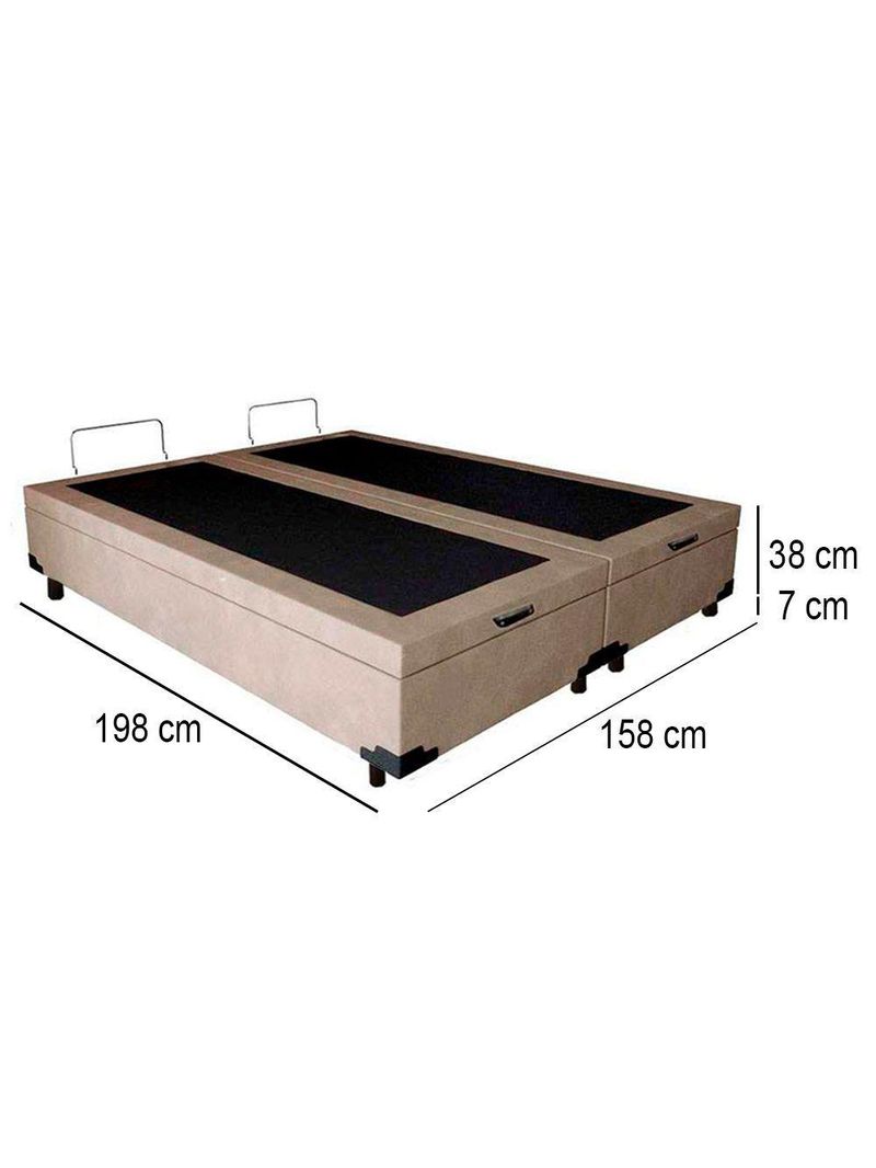 Cama Box Baú Queen Bipartido Suede Cama Bege 158x198x45cm