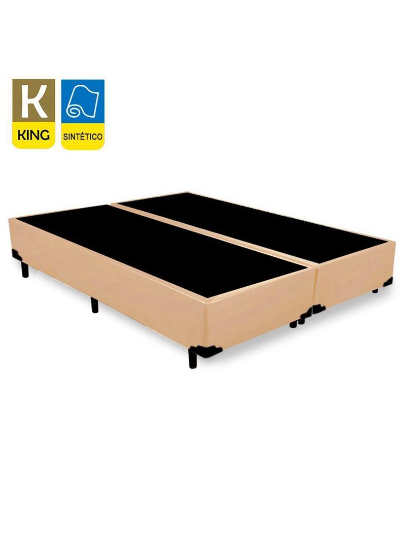 Cama Box King Bipartido Sintético Cama Bege 192x203x42cm