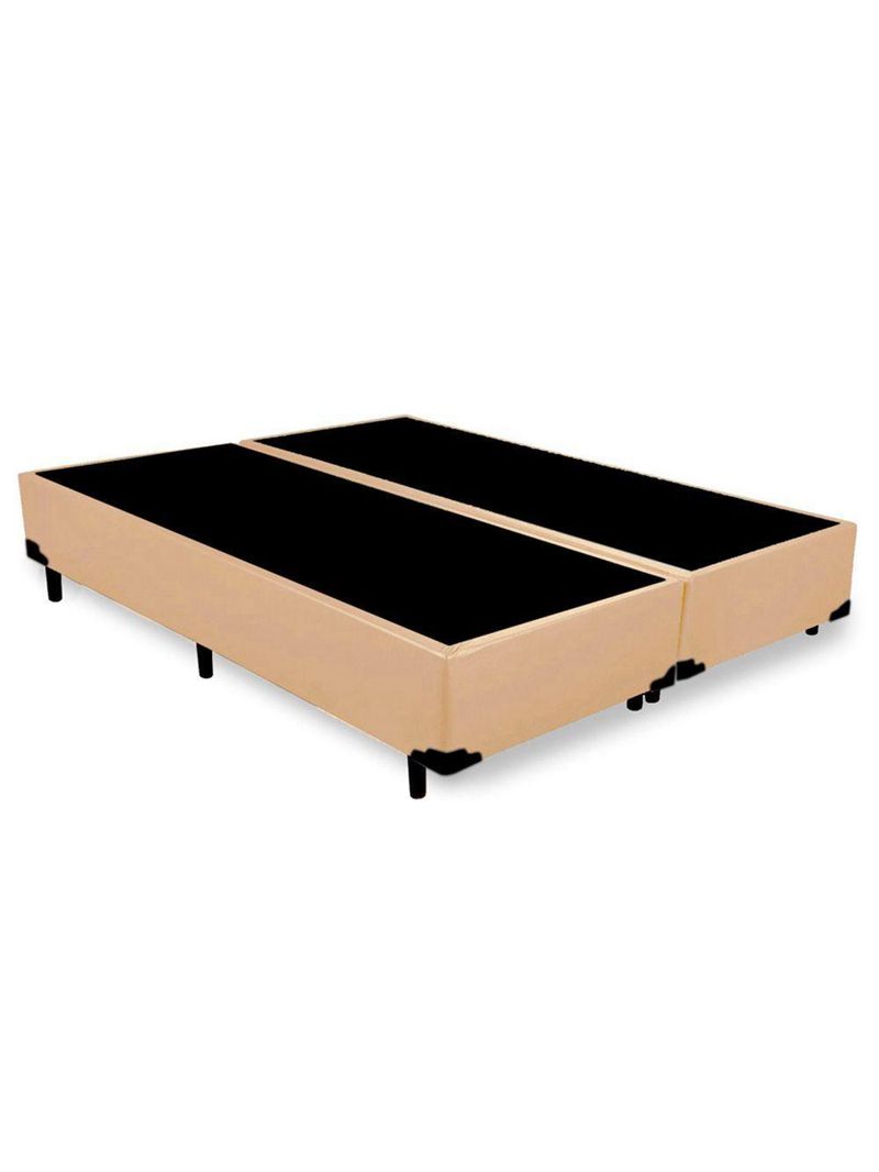 Cama Box King Bipartido Sintético Cama Bege 192x203x42cm