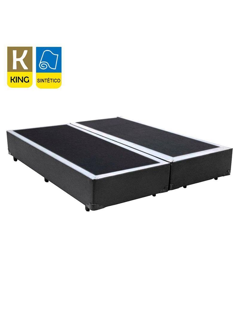 Cama Box King Bipartido Sintético Cama Cinza 192x203x42cm