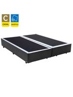 Cama Box Casal Bipartido Sintético Cama Cinza 138x188x42cm